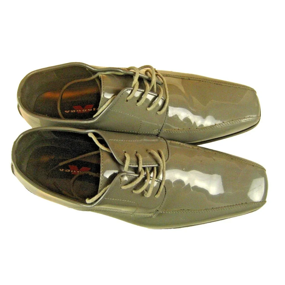 Mens Vangelo  Gray Patent Leather Formal Dress Shoes sz 10.5M